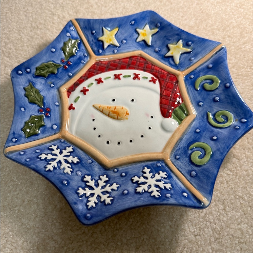 Snowman Christmas Plate 9 in